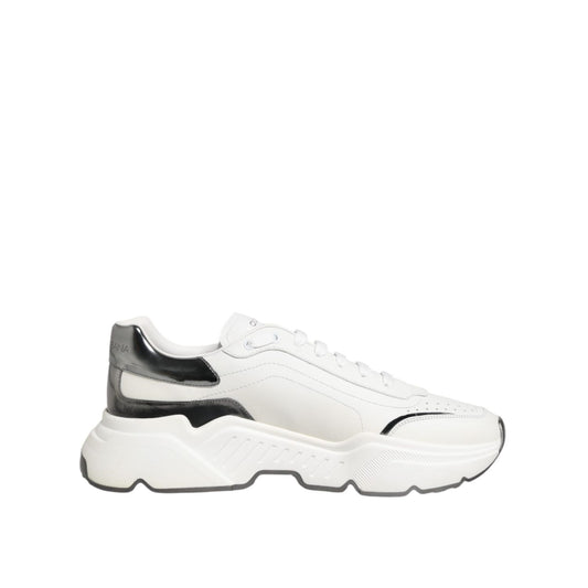 Dolce & Gabbana White Silver DAYMASTER Leather Sneakers Shoes MV7804-43