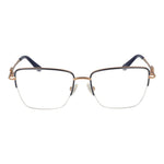 Guess Gray Women Glasses Frame, half-rim rectangle design, grey metal with demo lenses, includes branded case.
