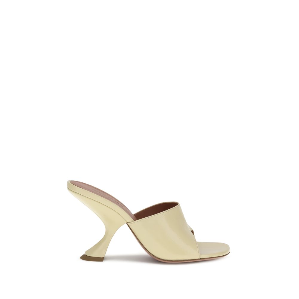 Amina Muaddi Cream Calf Leather Bos Taurus Stiletto Heel Sandals