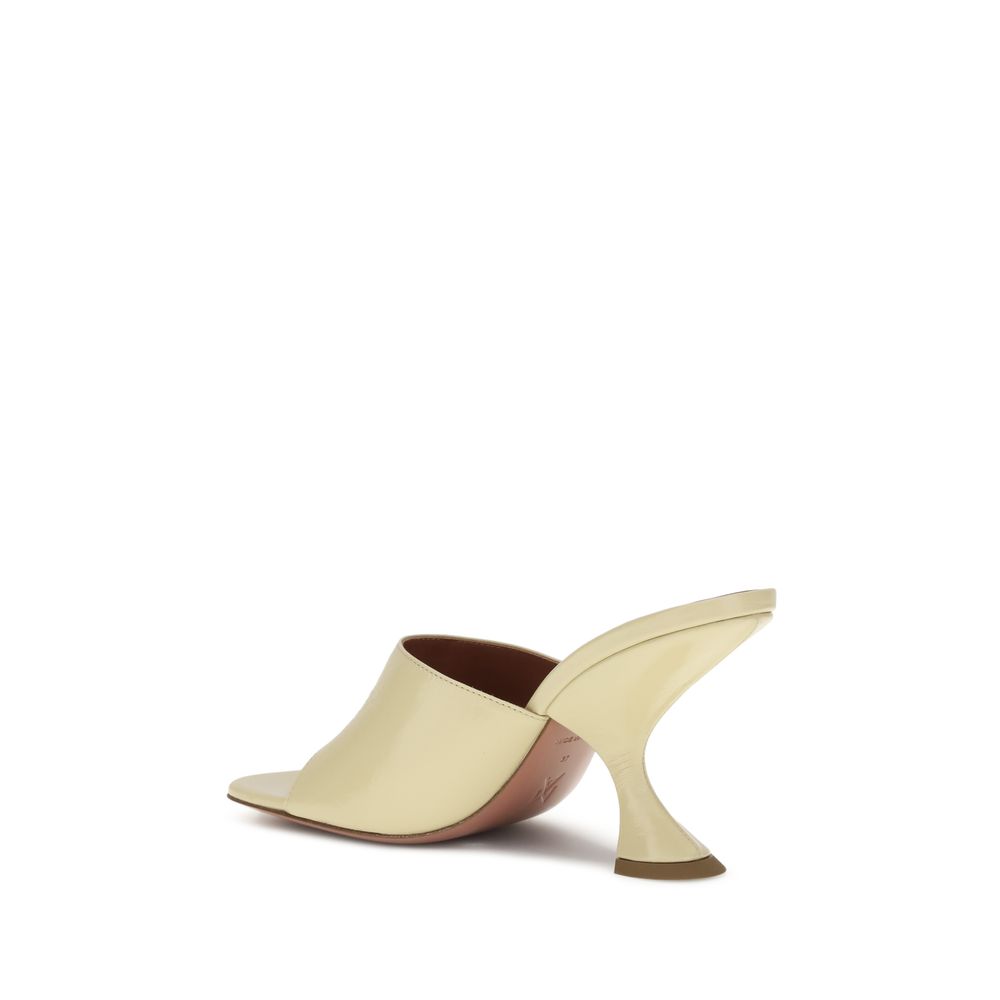 Amina Muaddi Cream Calf Leather Bos Taurus Stiletto Heel Sandals