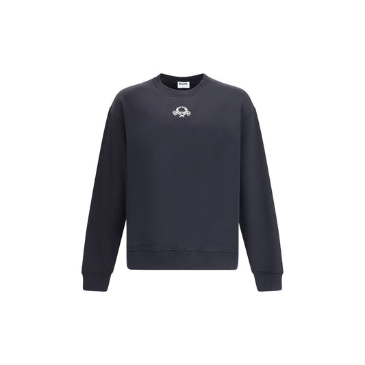 Moschino Black Cotton Sweatshirt with embroidered logo, featuring crew neck and ribbed cuffs for a stylish casual look.