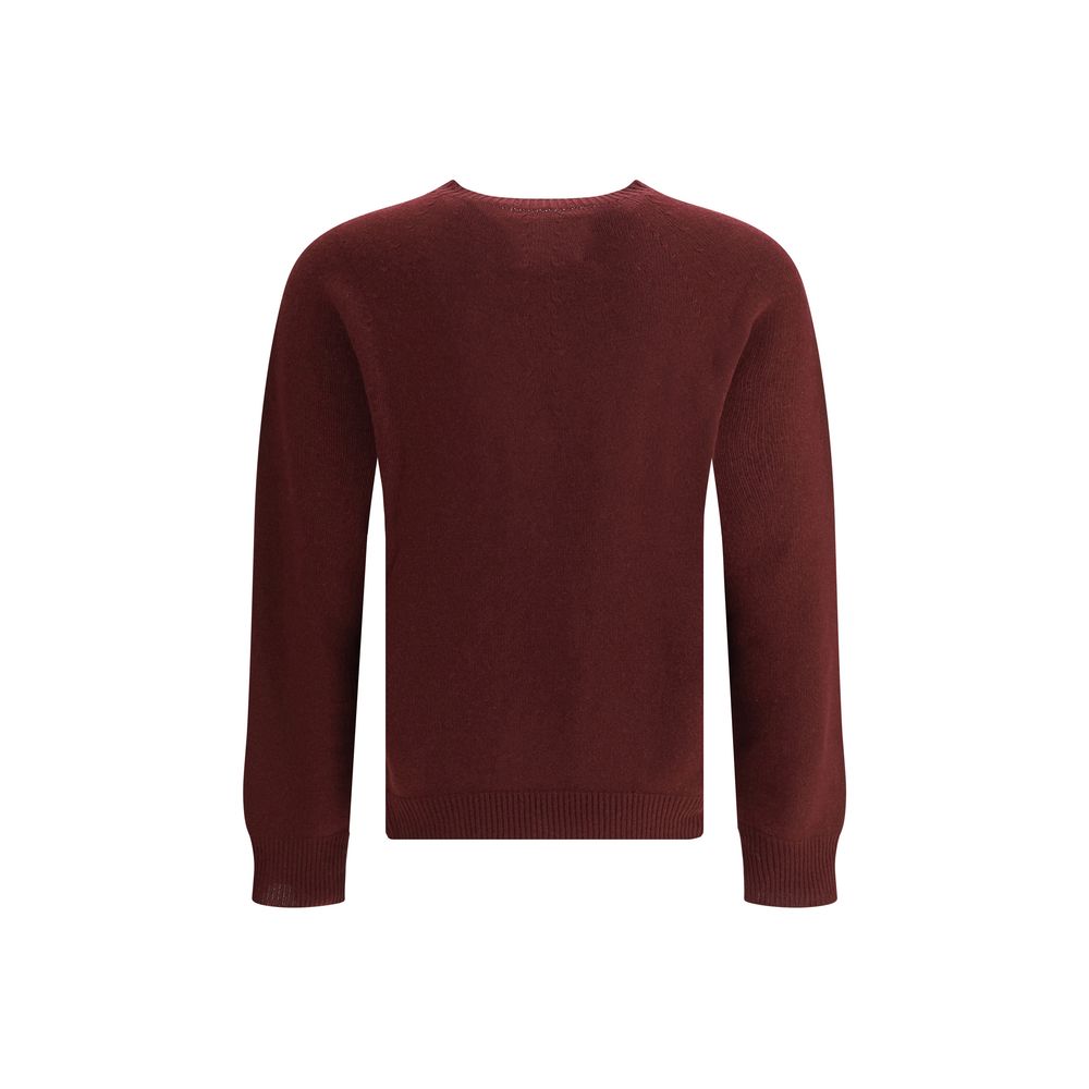 Jil Sander Bordeaux Fleece Wool Sweatshirt, seamless wool sweater with ribbed cuffs and hem, minimalist design, AW25 season.