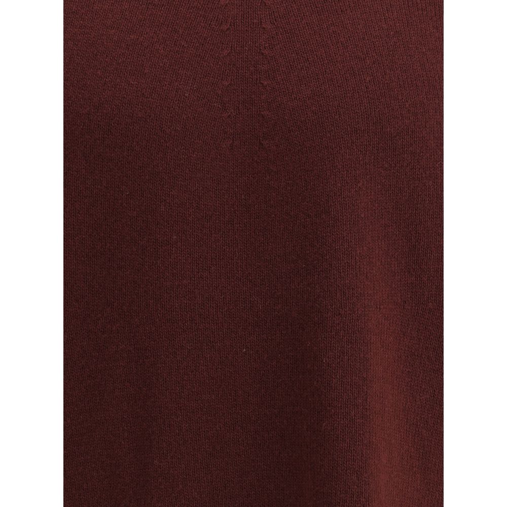 Jil Sander Bordeaux Fleece Wool Sweatshirt with seamless virgin wool fabric and ribbed design for minimalistic elegance, AW25 collection.