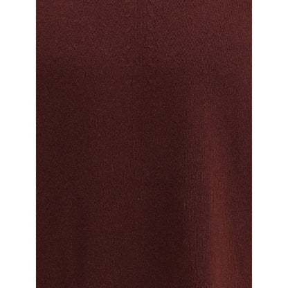 Jil Sander Bordeaux Fleece Wool Sweatshirt with seamless virgin wool fabric and ribbed design for minimalistic elegance, AW25 collection.
