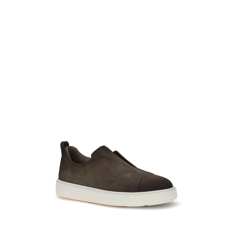 Santoni Brown Rubber Low Top Sneakers