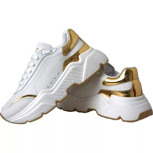 Dolce & Gabbana White Gold DAYMASTER Leather Sneakers Mens Shoes MV4301#2-41