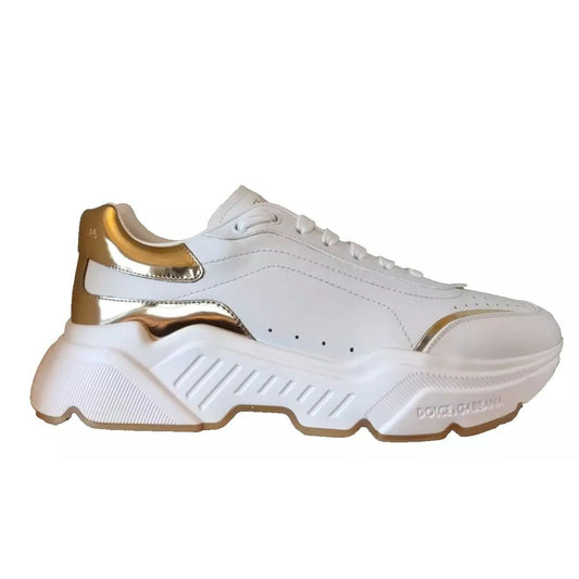 Dolce & Gabbana White Gold DAYMASTER Leather Sneakers Mens Shoes MV4301#2-41