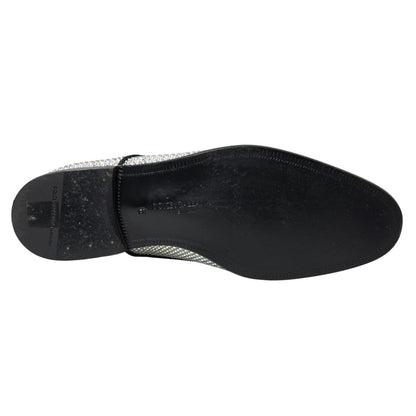 Dolce & Gabbana Silver Leather Rhinestones Derby Shoes