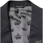 Dolce & Gabbana Dark Gray Bee Embroidery Wool Coat Blazer JKT41551-50