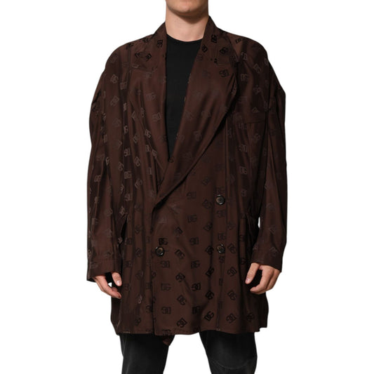 Dolce & Gabbana Brown Polyester Logo Monogram Coat Jacket JKT41514-50