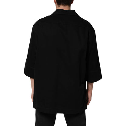 Dolce & Gabbana Black Short Sleeve Button Men Casual Shirt