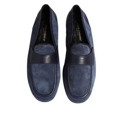 Dolce & Gabbana Blue Suede Leather Loafers Moccasin Shoes