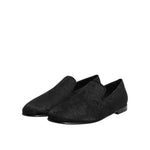 Dolce & Gabbana Black Floral Brocade Loafers Men Dress Shoes MV7385-39