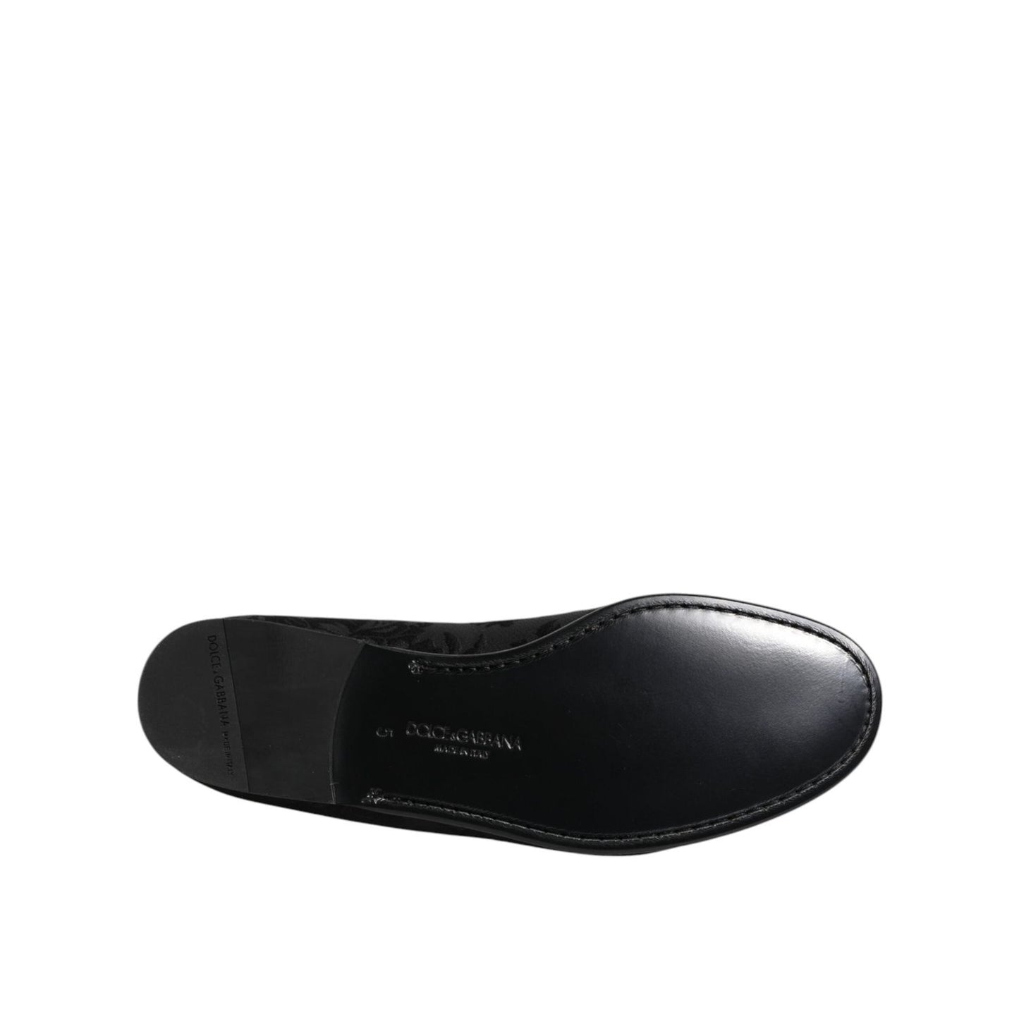 Dolce & Gabbana Black Floral Brocade Loafers Men Dress Shoes MV7385-39