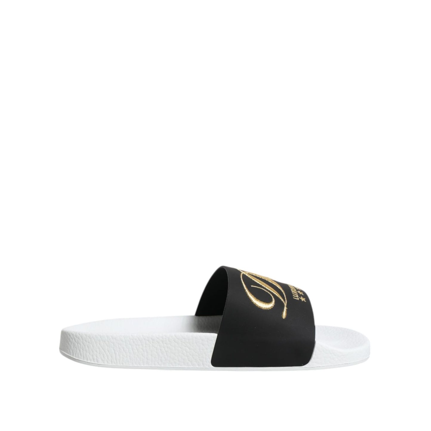 Dolce & Gabbana White Black Leather Sandals Beachwear Shoes