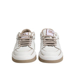 Dolce & Gabbana White Brown Leather Low Top Men Sneakers Shoes MV7365-42