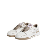 Dolce & Gabbana White Brown Leather Low Top Men Sneakers Shoes MV7365-42