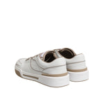 Dolce & Gabbana White Brown Leather Low Top Men Sneakers Shoes MV7365-42