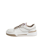Dolce & Gabbana White Brown Leather Low Top Men Sneakers Shoes MV7365-42