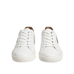 Dolce & Gabbana White Brown Leather Low Top Men Sneakers Shoes MV7383-44