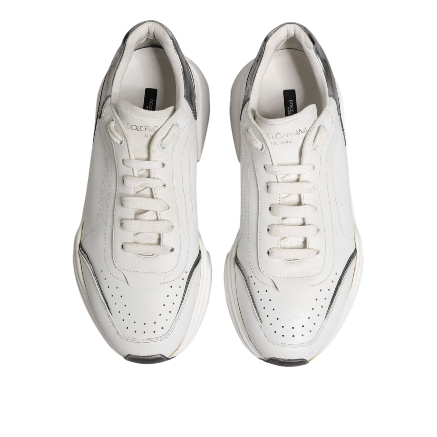 Dolce & Gabbana White Daymaster Leather Low Top Sneakers Shoes MV7430-42