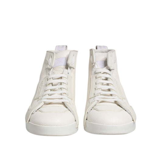 Dolce & Gabbana White Leather Mid Top Sneakers Shoes MV7537-42.5