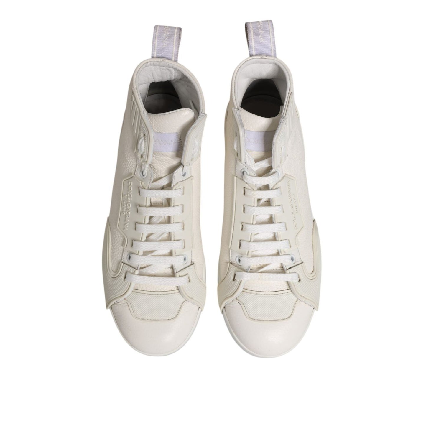 Dolce & Gabbana White Leather Mid Top Sneakers Shoes