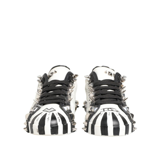 Dolce & Gabbana White Studded Printed Low Top Sneakers Shoes MV7824-42
