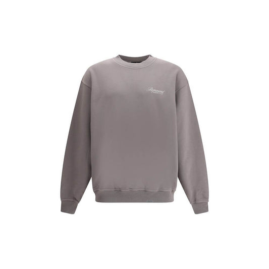 Represent Gray Cotton Sweatshirt with crew neck and printed logo, ribbed hem, ideal for urban casual looks, season AW25.