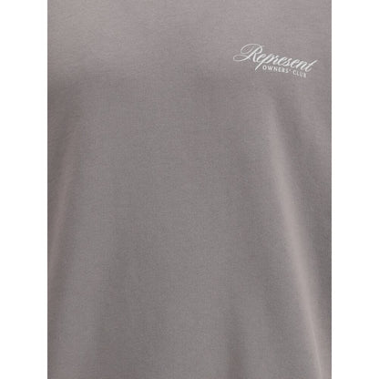 Represent Gray Cotton Sweatshirt with logo, showing crew neck and ribbed hem, perfect for urban casual looks with a modern style.