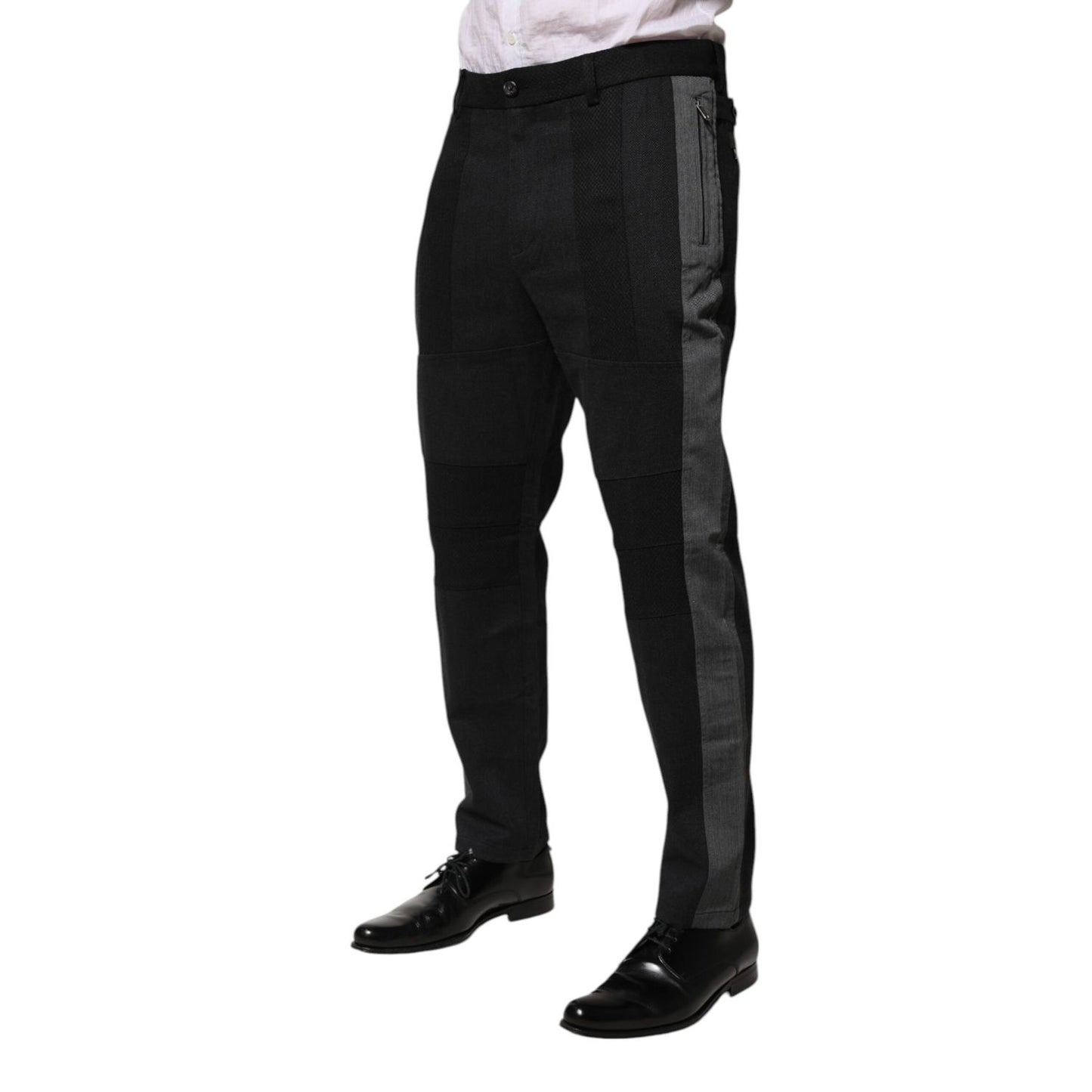 Dolce & Gabbana Black Gray Cotton Dress Formal Trouser Pants