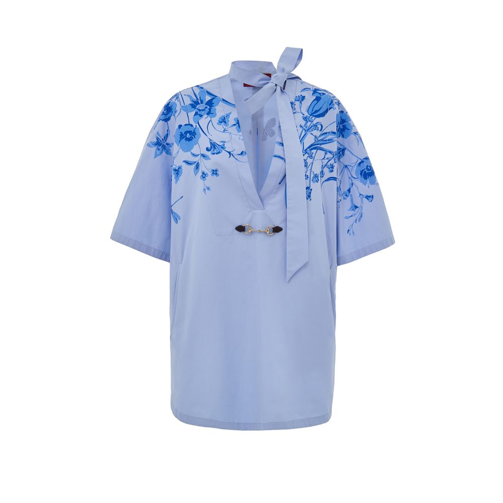 Gucci Blue Cotton Pattern Shirt