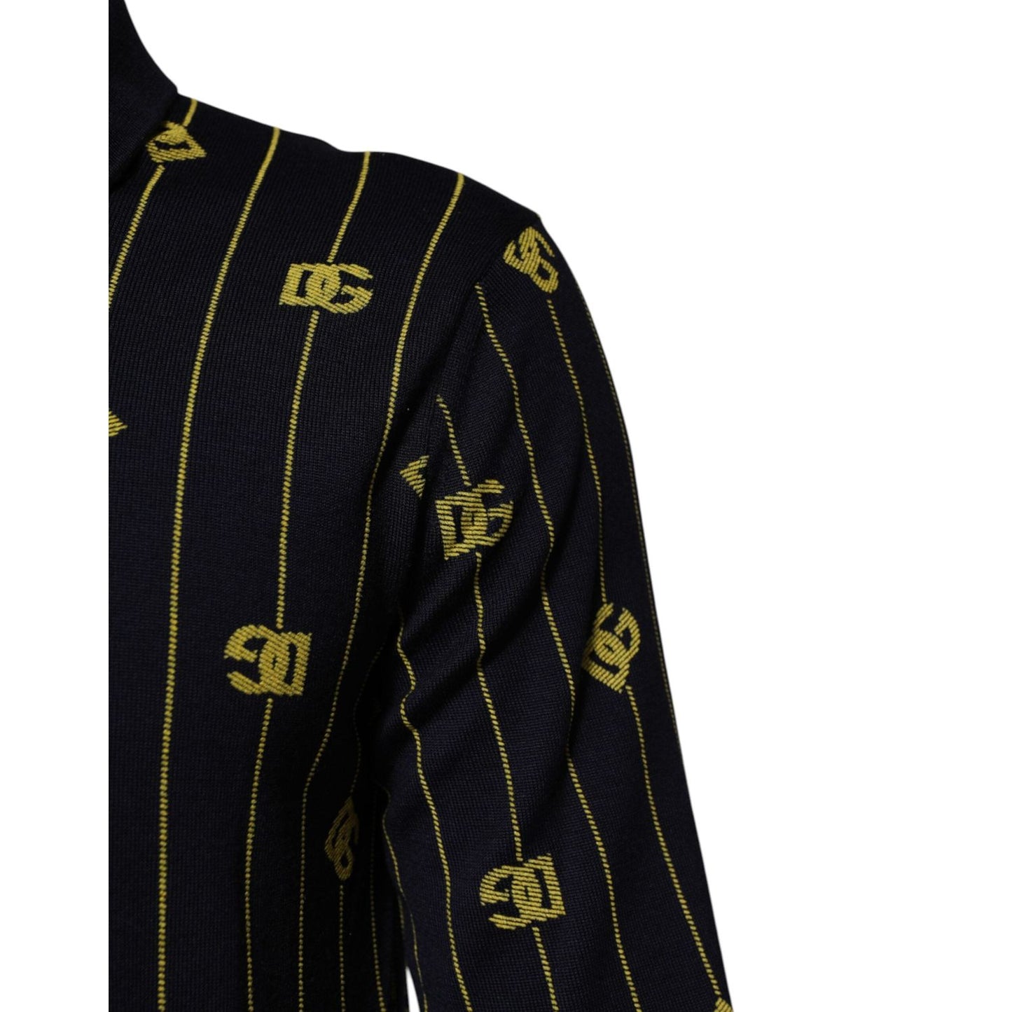 Dolce & Gabbana Black Logo Jacquard Knitted Polo Shirt T-shirt TSH91202-48