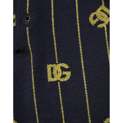 Dolce & Gabbana Black Logo Jacquard Knitted Polo Shirt T-shirt