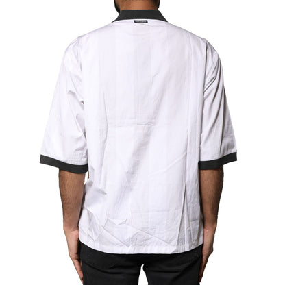 Dolce & Gabbana White Sketch Print Oversized Mens Polo T-shirt