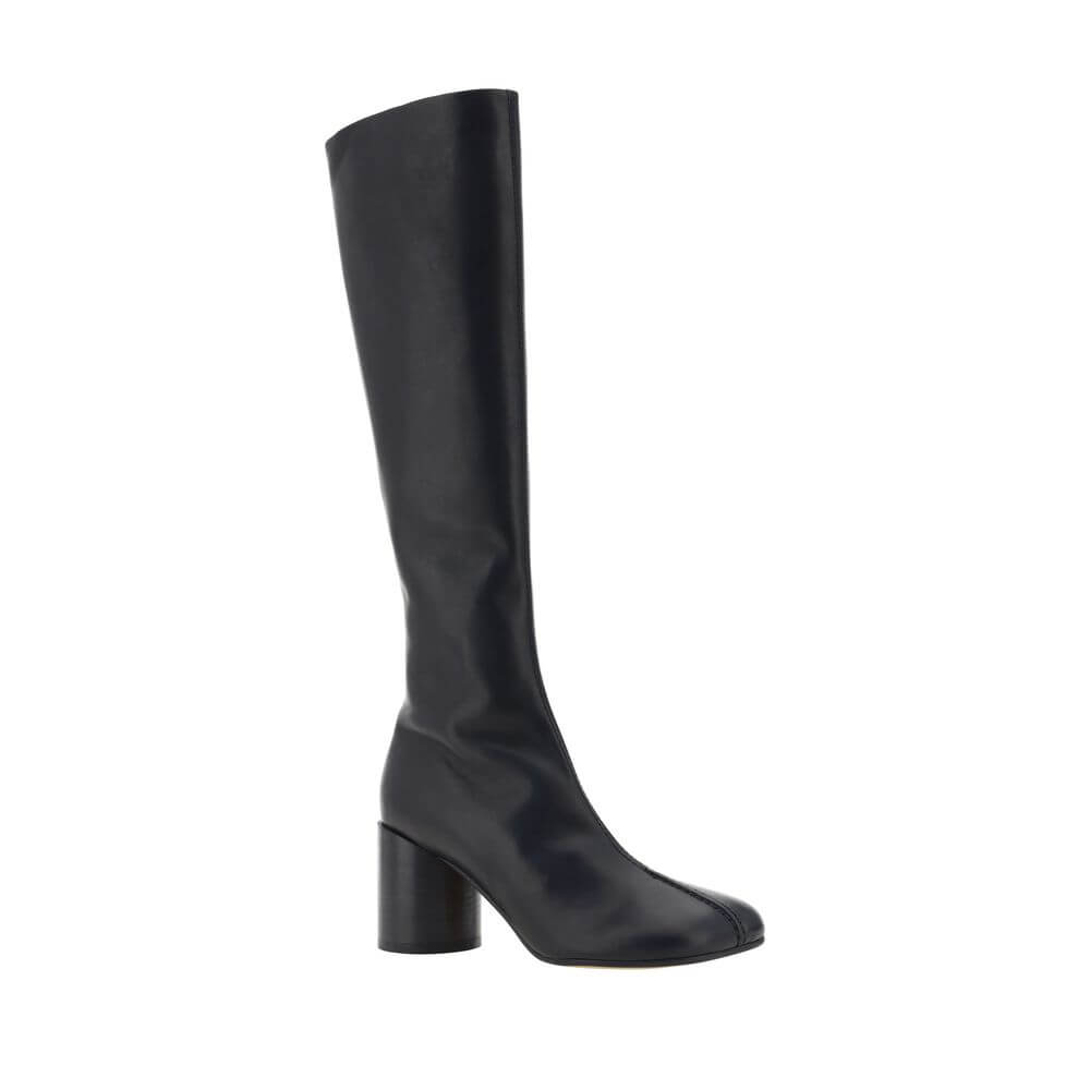 MM6 Black Calf Leather Bos Taurus Boots