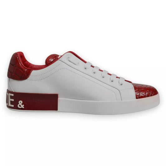 Dolce & Gabbana White Red Leather Logo Portofino Sneaker MV6704-41