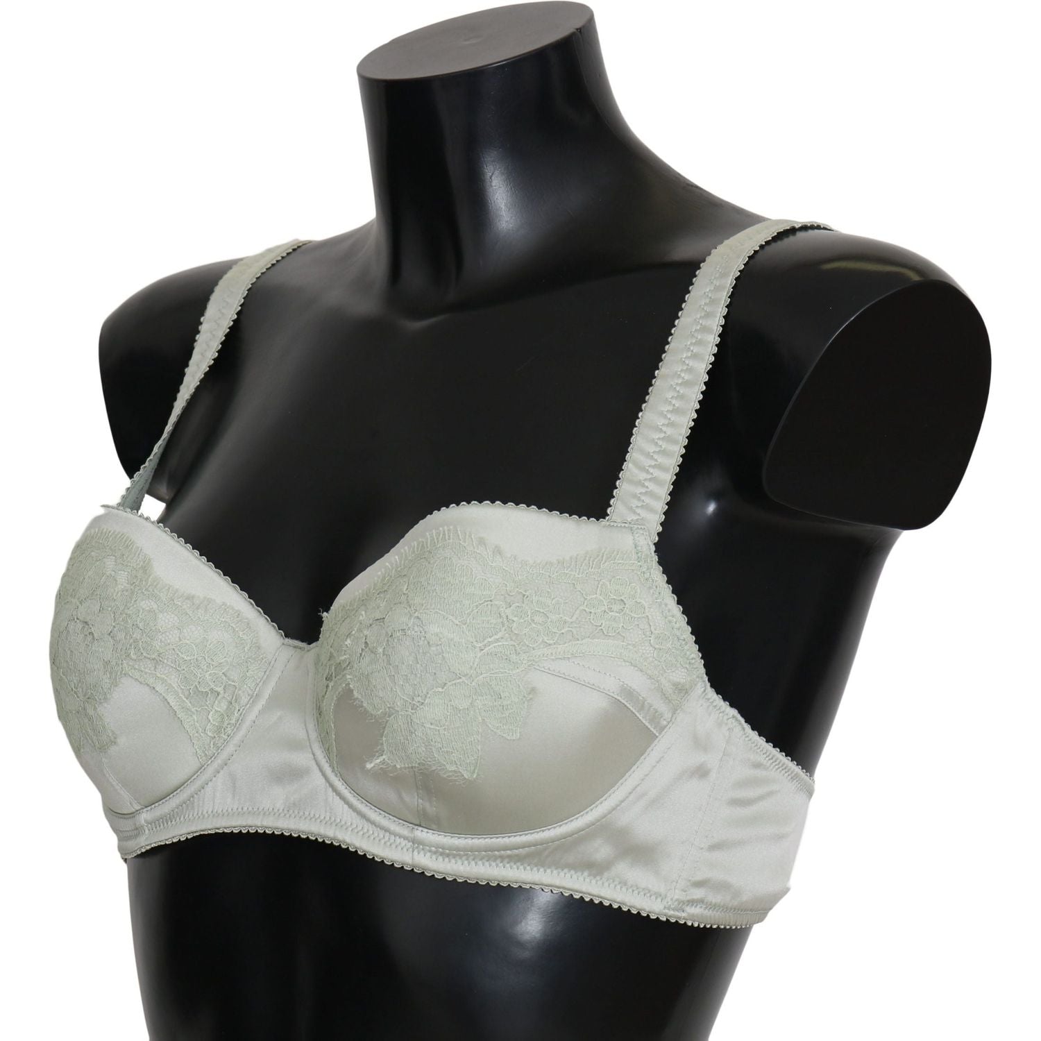 Dolce & Gabbana Green Balconcino Bra Floral Lace Underwear