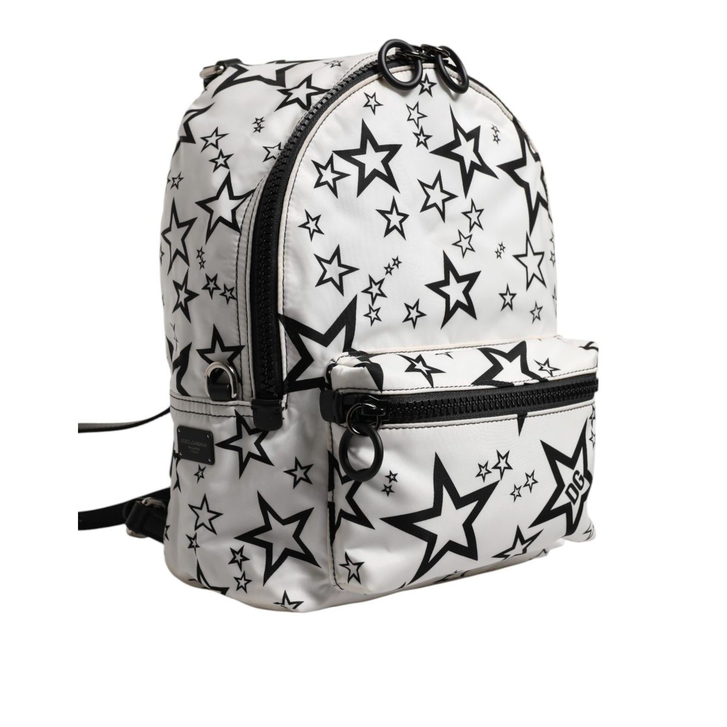 Dolce & Gabbana White DG Stars Print Nylon Travel Backpack Bag