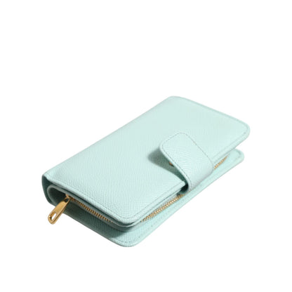 Dolce & Gabbana Mint Green Leather Bifold Continental Clutch Wallet