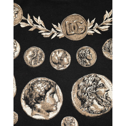 Dolce & Gabbana Black Coin Print Cotton Crew Neck T-shirt
