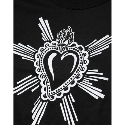 Dolce & Gabbana Black Sacred Heart Cotton Crew Neck T-shirt