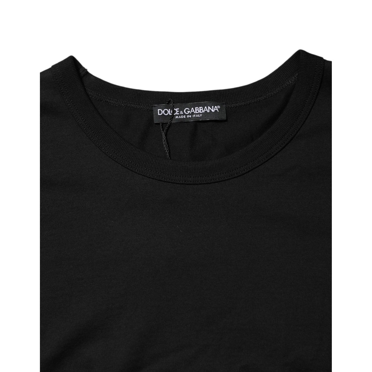 Dolce & Gabbana Black Logo Patch Cotton Crew Neck T-shirt TSH91023-48