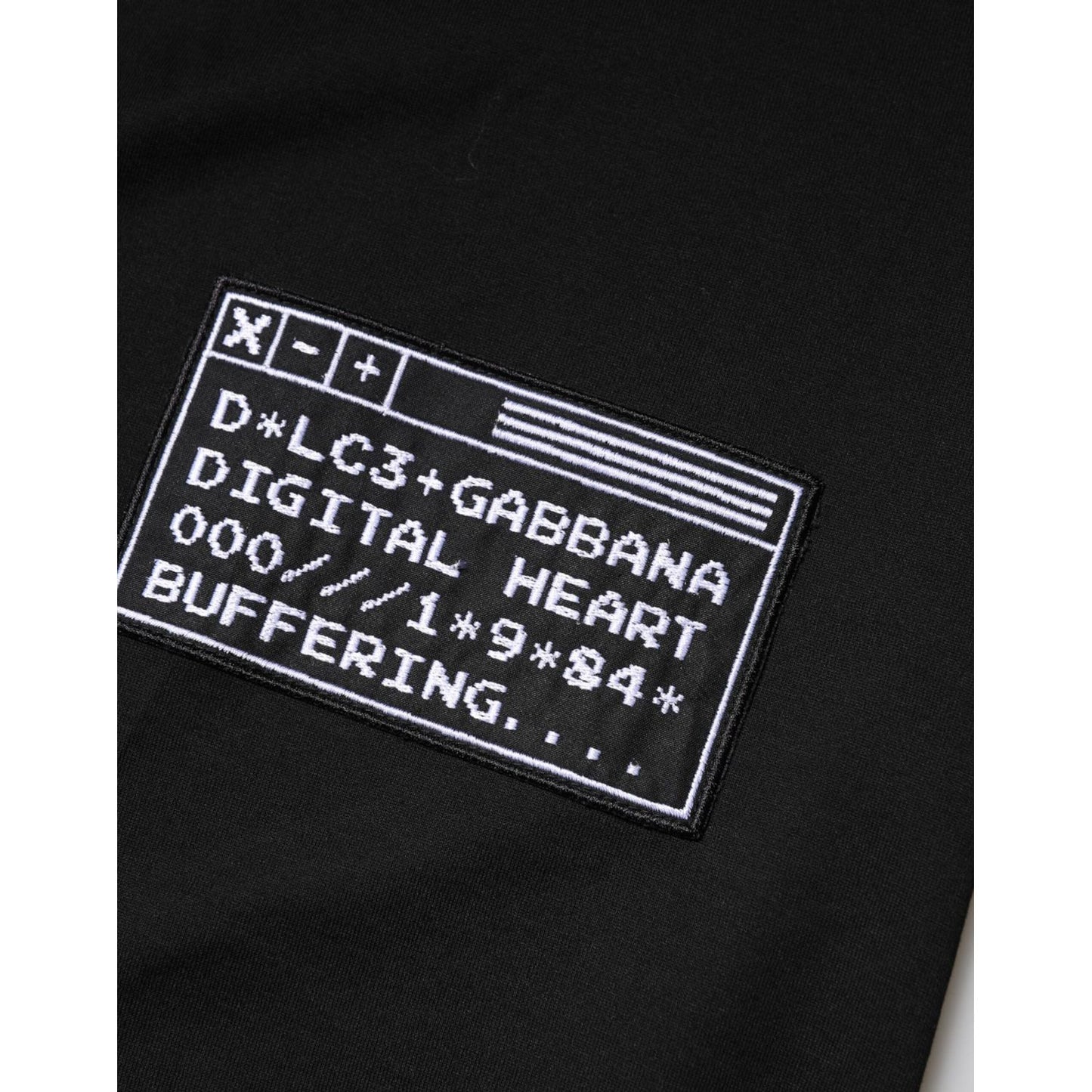Dolce & Gabbana Black Logo Patch Cotton Crew Neck T-shirt TSH91023-48