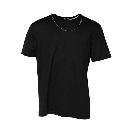 Dolce & Gabbana Black Chain Necklace Cotton Crewneck T-shirt TSH91031-60