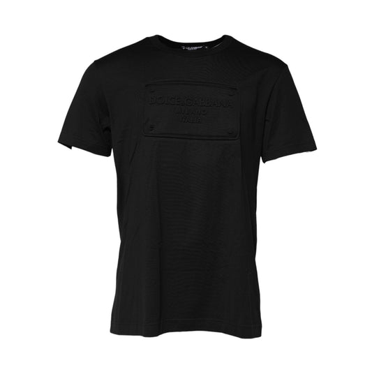 Dolce & Gabbana Black Embossed Logo Cotton Crew Neck T-shirt TSH91038-54