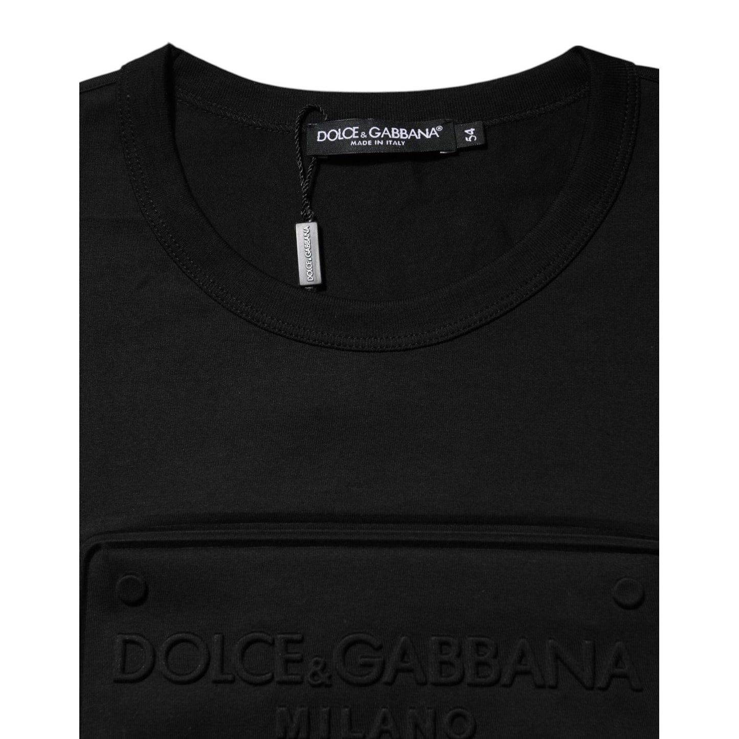 Dolce & Gabbana Black Embossed Logo Cotton Crew Neck T-shirt TSH91038-54