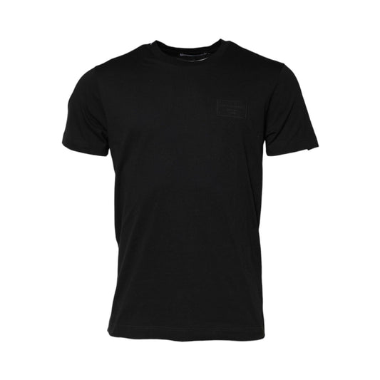Dolce & Gabbana Black Logo Plaque Cotton Crew Neck T-shirt TSH91043-50