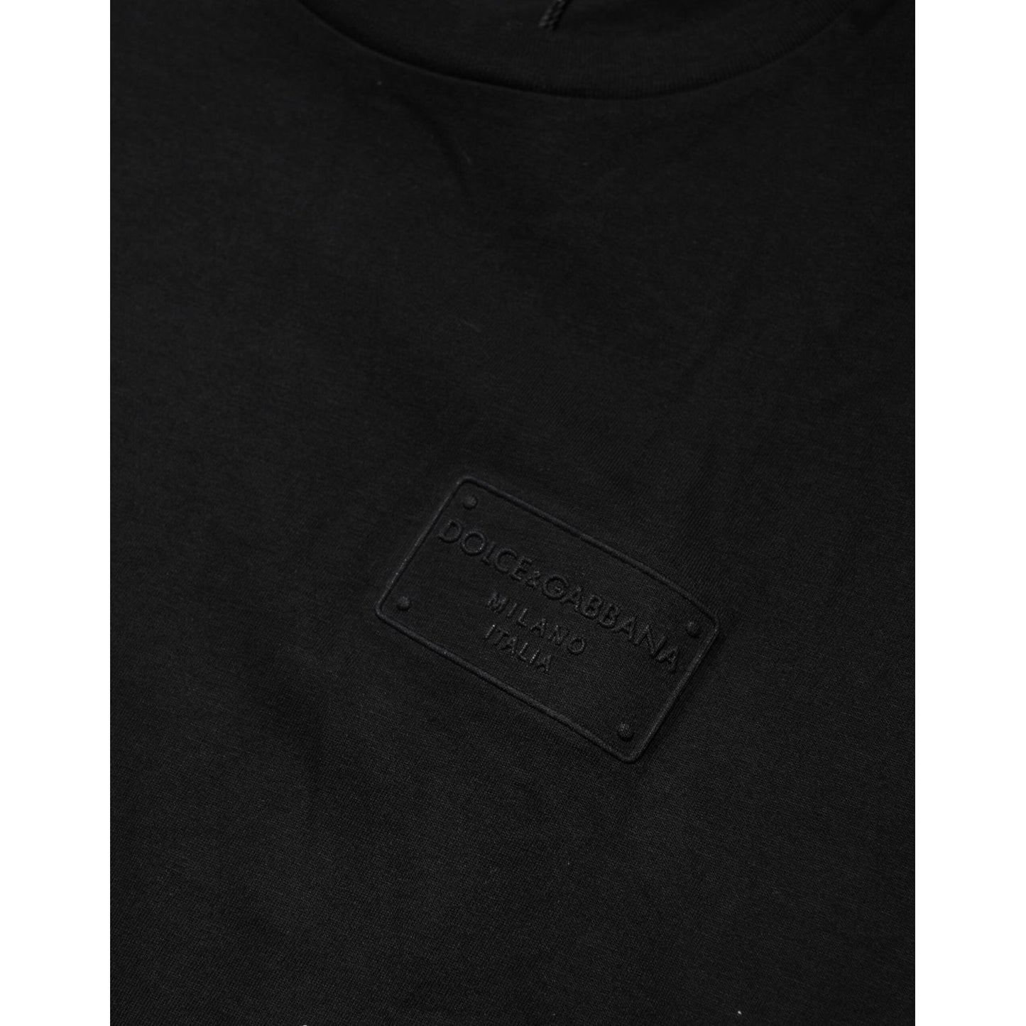 Dolce & Gabbana Black Logo Plaque Cotton Crew Neck T-shirt TSH91043-50