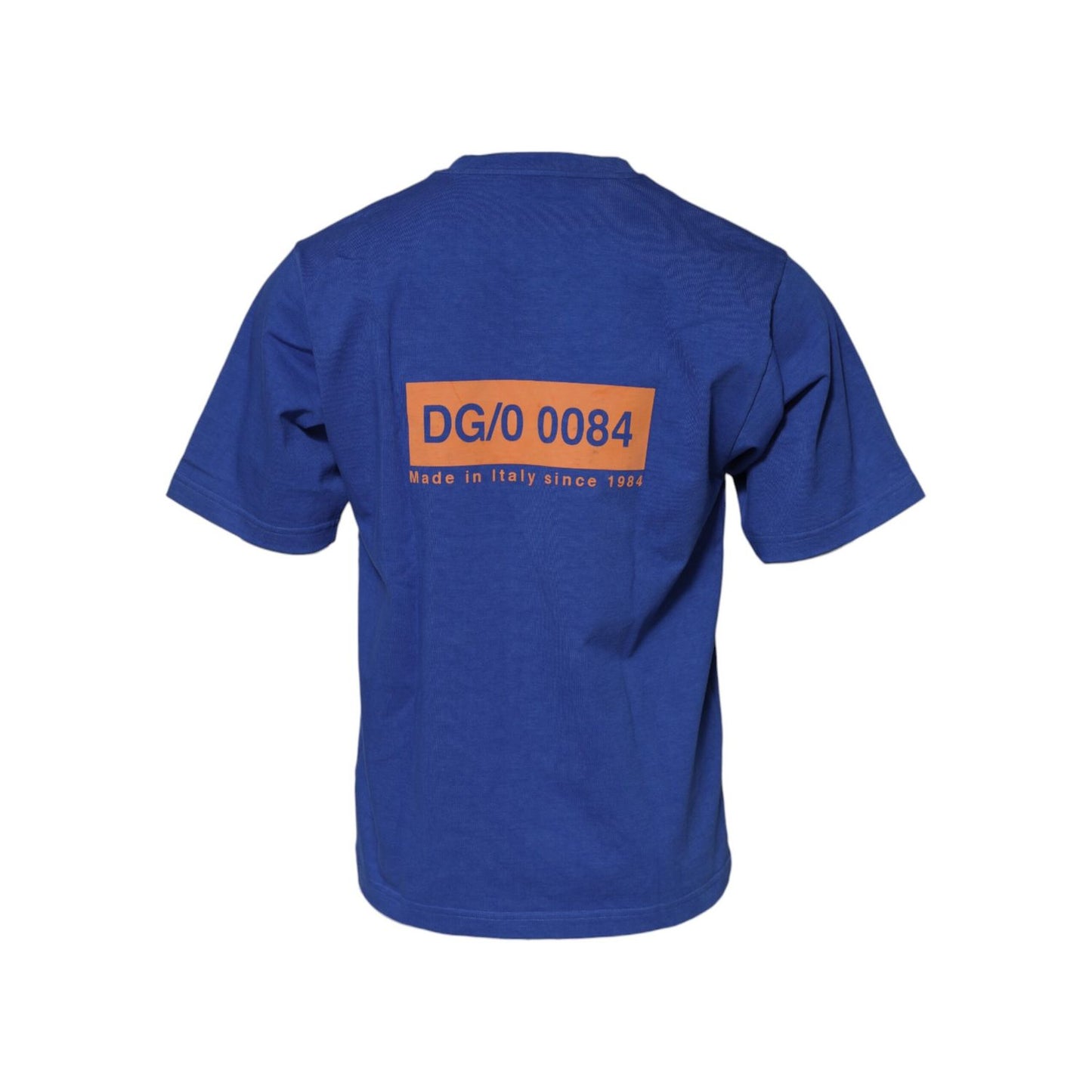 Dolce & Gabbana Blue Logo Graphic Cotton Crew Neck T-shirt
